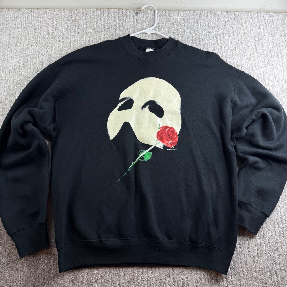 Vintage Phantom of the Opera Fruit of the Loom Sweatshirt Black Size XL 1986